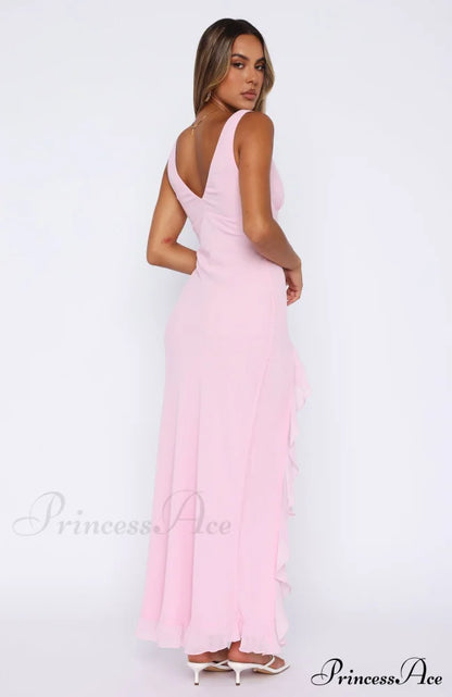 Bianca Slit Stylish Ruffled Maxi Dress