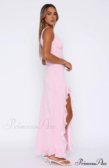 Bianca Slit Stylish Ruffled Maxi Dress