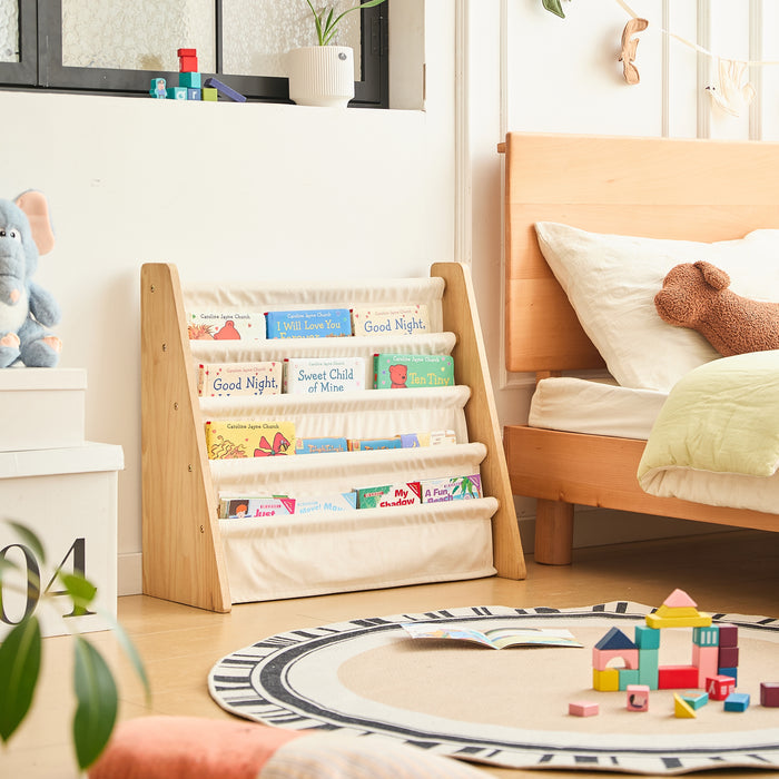 BILLUND - Etagère range-livres pour enfants en bois et tissu