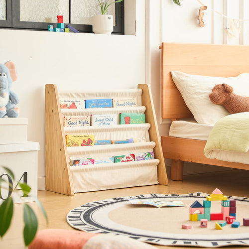 BILLUND - Etagère range-livres pour enfants en bois et tissu