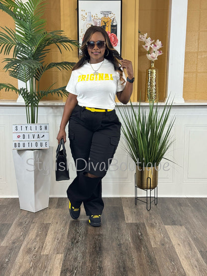 Blackout Knee-Slit Cargo Pants (Black)