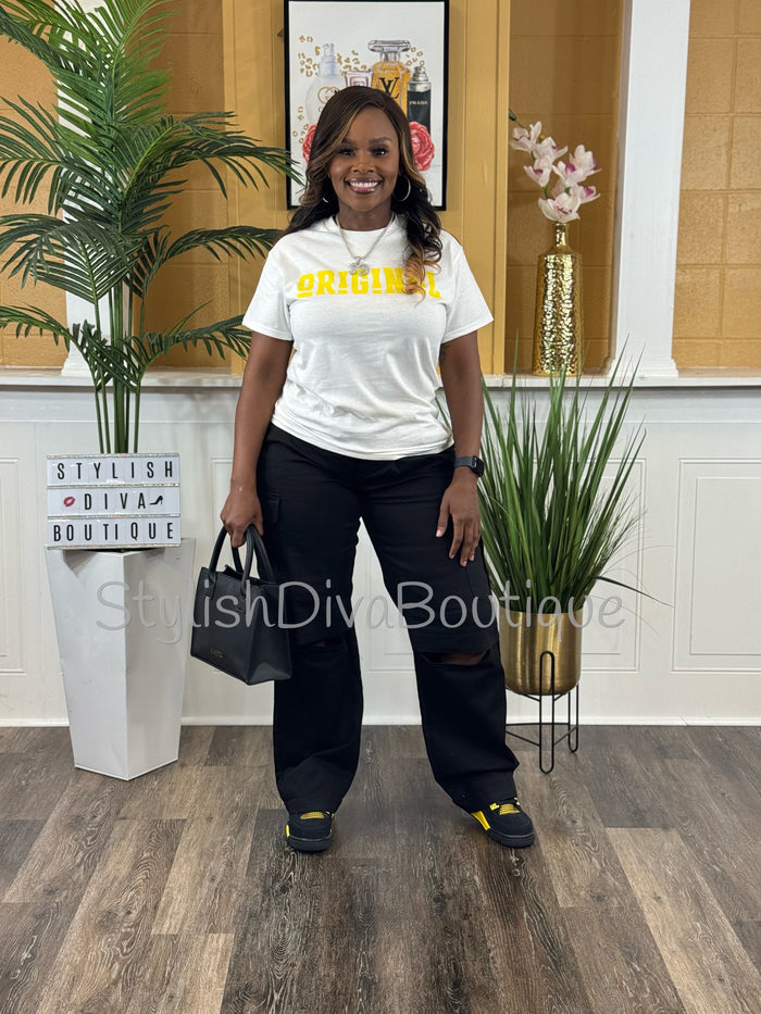 Blackout Knee-Slit Cargo Pants (Black)