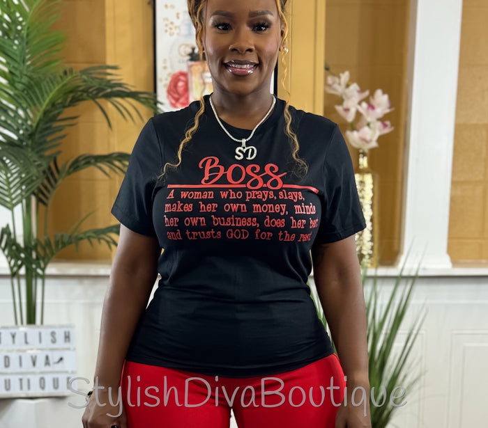 BOSS Definition Graphic Tee (Red Print)