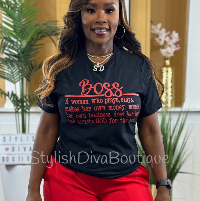 BOSS Definition Graphic Tee (Red Print)