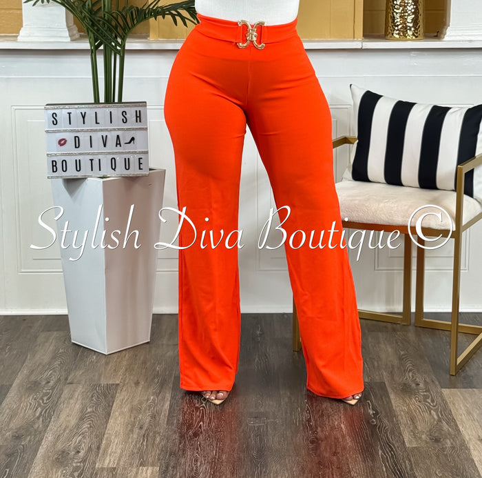 Buckle Me Bold Pants (Tangerine)