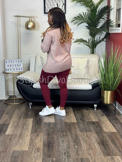 Butter Soft Microfiber Leggings up to 3XL (Cabernet)