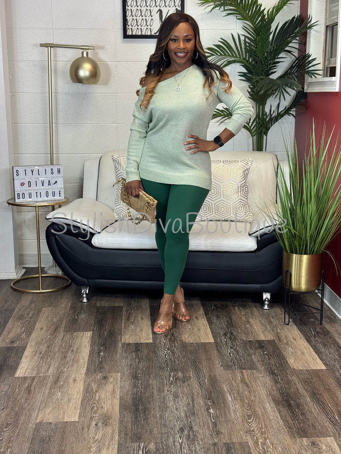 Butter Soft Microfiber Leggings up to 3XL (Dark Green)