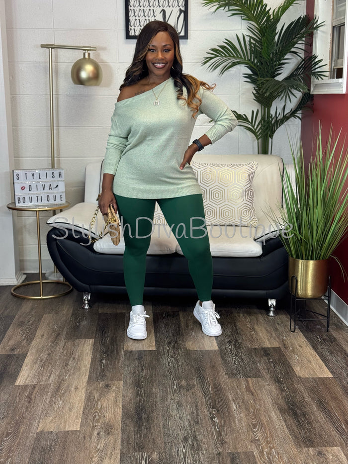 Butter Soft Microfiber Leggings up to 3XL (Dark Green)