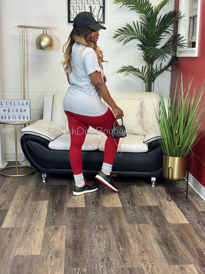 Butter Soft Microfiber Leggings up to 3XL (Deep Red)