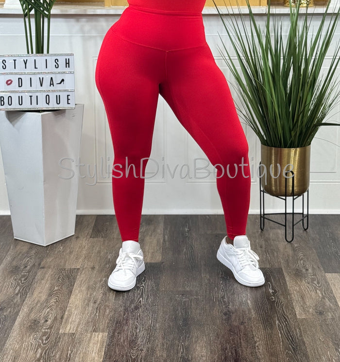 Butter Soft Microfiber Leggings up to 3XL (Red)