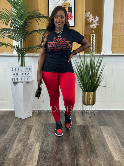 Butter Soft Microfiber Leggings up to 3XL (Red)