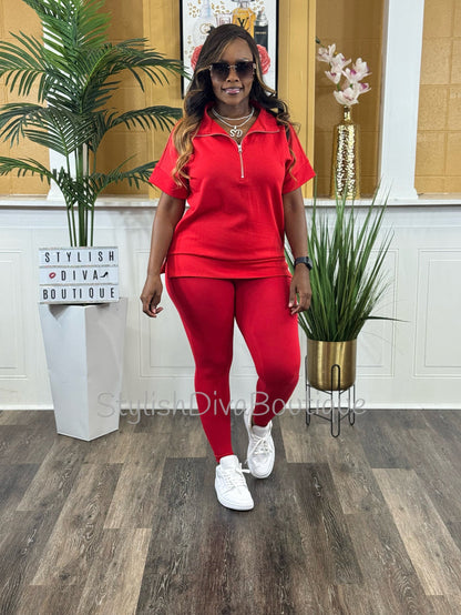 Butter Soft Microfiber Leggings up to 3XL (Red)