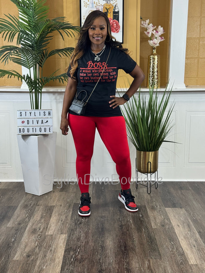Butter Soft Microfiber Leggings up to 3XL (Red)