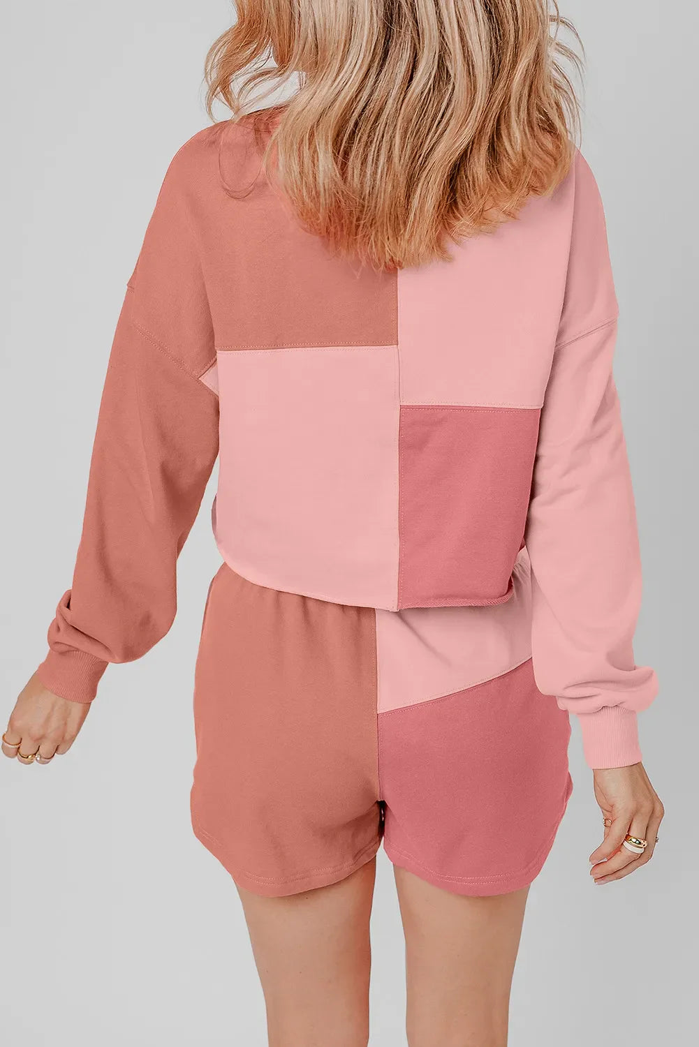 Hazel Blues® |  Color Block Round Neck Top and Shorts Set