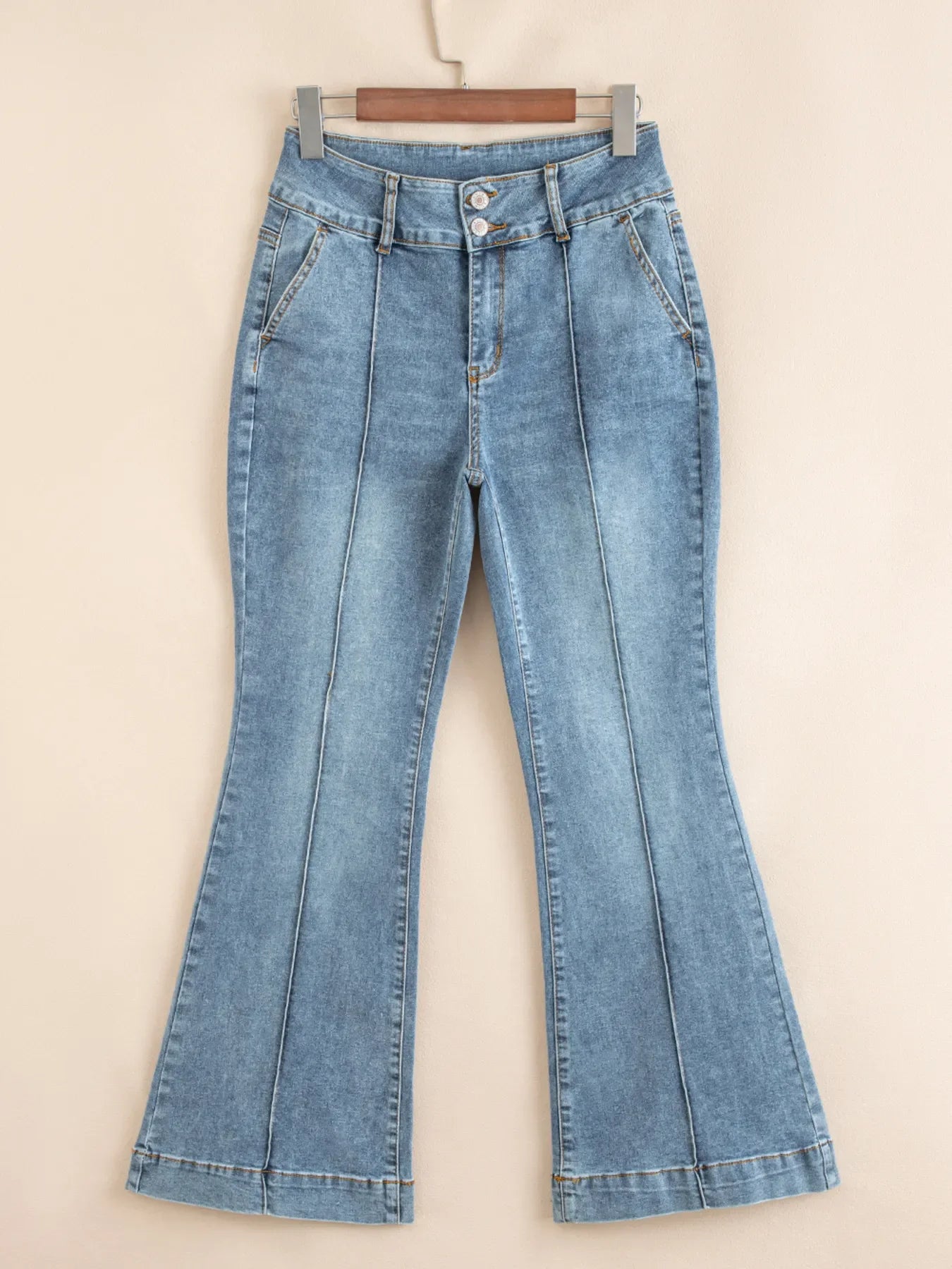 Hazel Blues® |  High-Waisted Flare Jeans with Seam Detail
