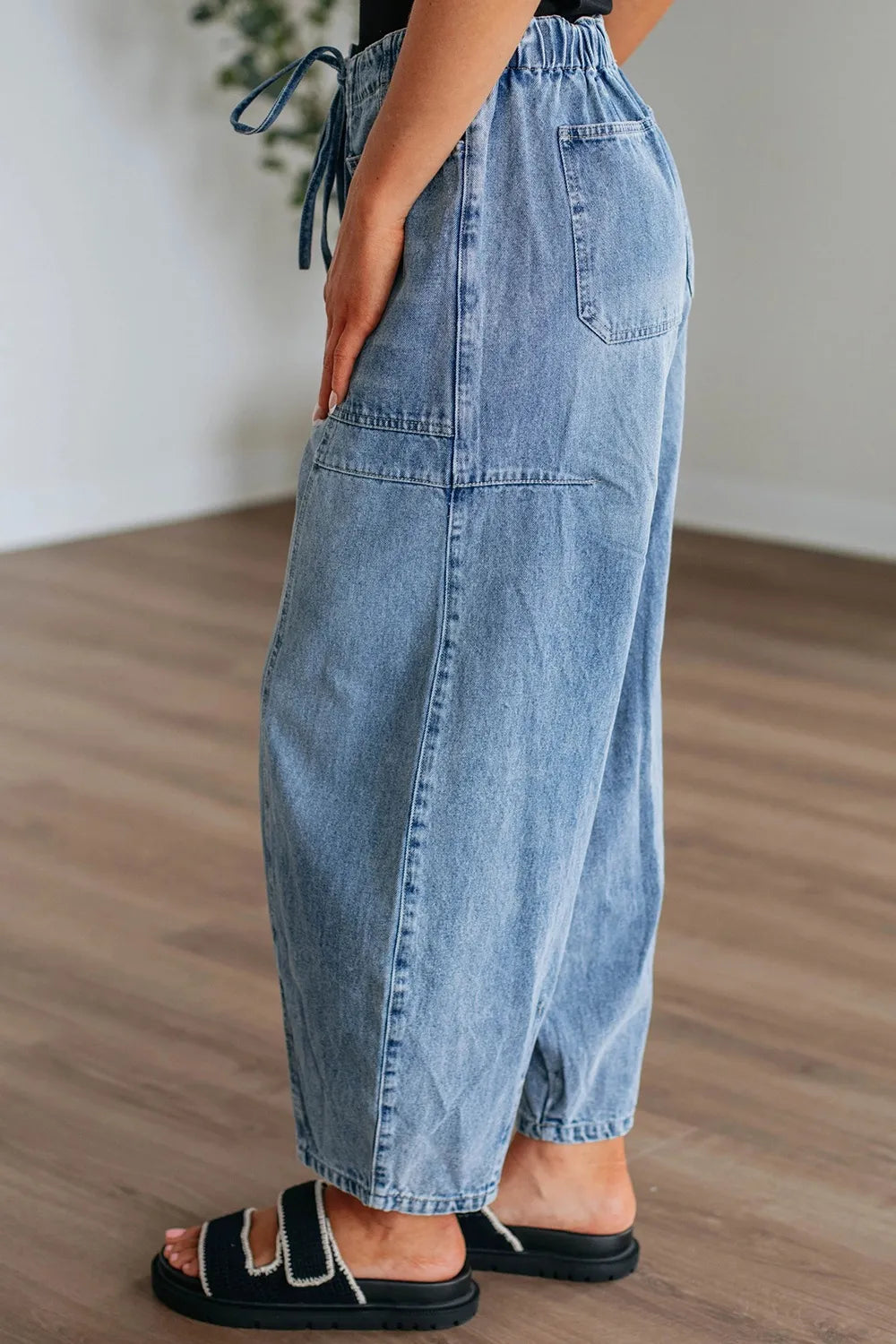 Hazel Blues® |  Wide Leg Drawstring Jeans