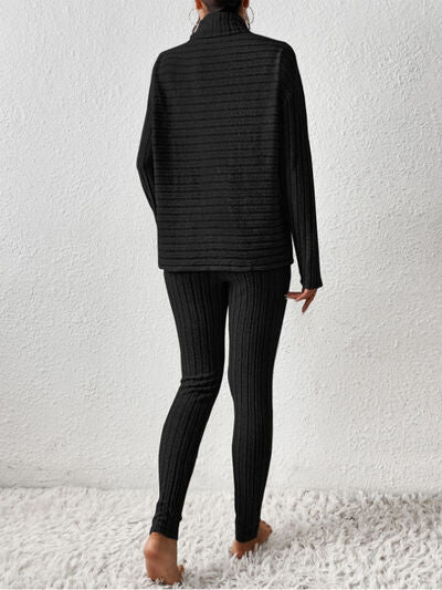 Hazel Blues® |  Ribbed Turtleneck Top and Pants Set
