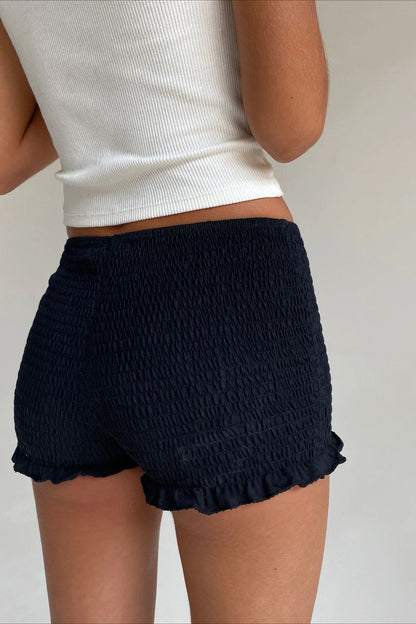 Y2K Solid Casual Low Waist Plaid Ruffle Shorts