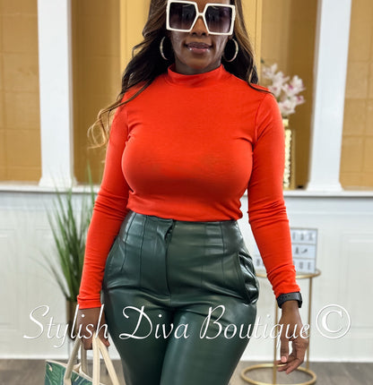 Casey Mock Neck Top (Orange)