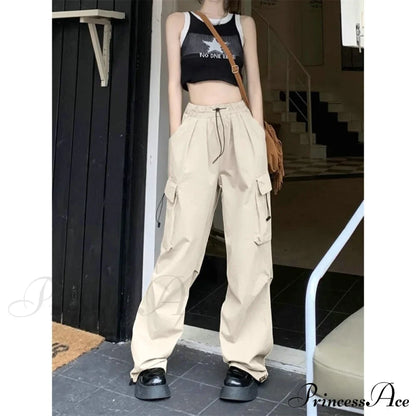 Casual Straight Wide Leg Pockets Joggers Trousers