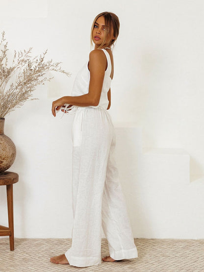 Hazel Blues® |  Square Neck Sleeveless Top and Pants Set