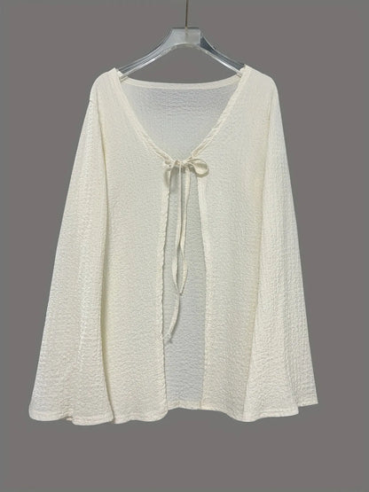 Hazel Blues® |  Tie Front Long Sleeve Top and Shorts Set