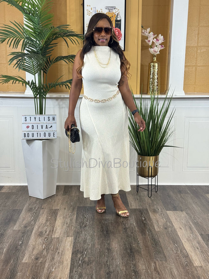 Champagne Hour Sleeveless Maxi Dress (Ivory)