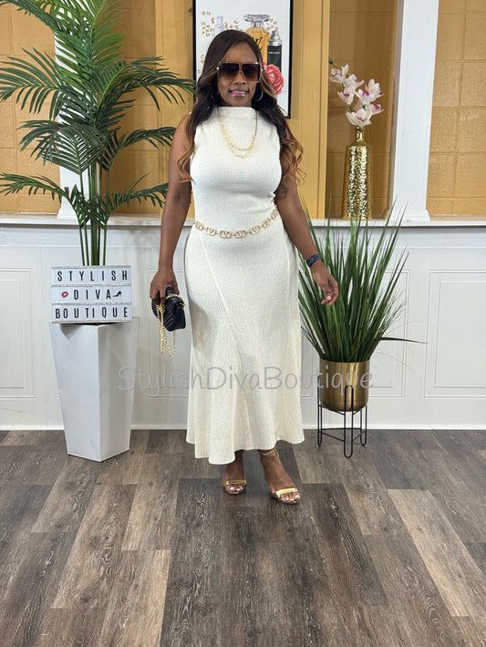 Champagne Hour Sleeveless Maxi Dress (Ivory)