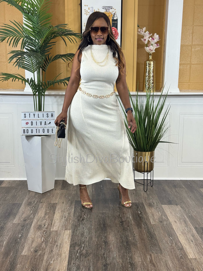 Champagne Hour Sleeveless Maxi Dress (Ivory)