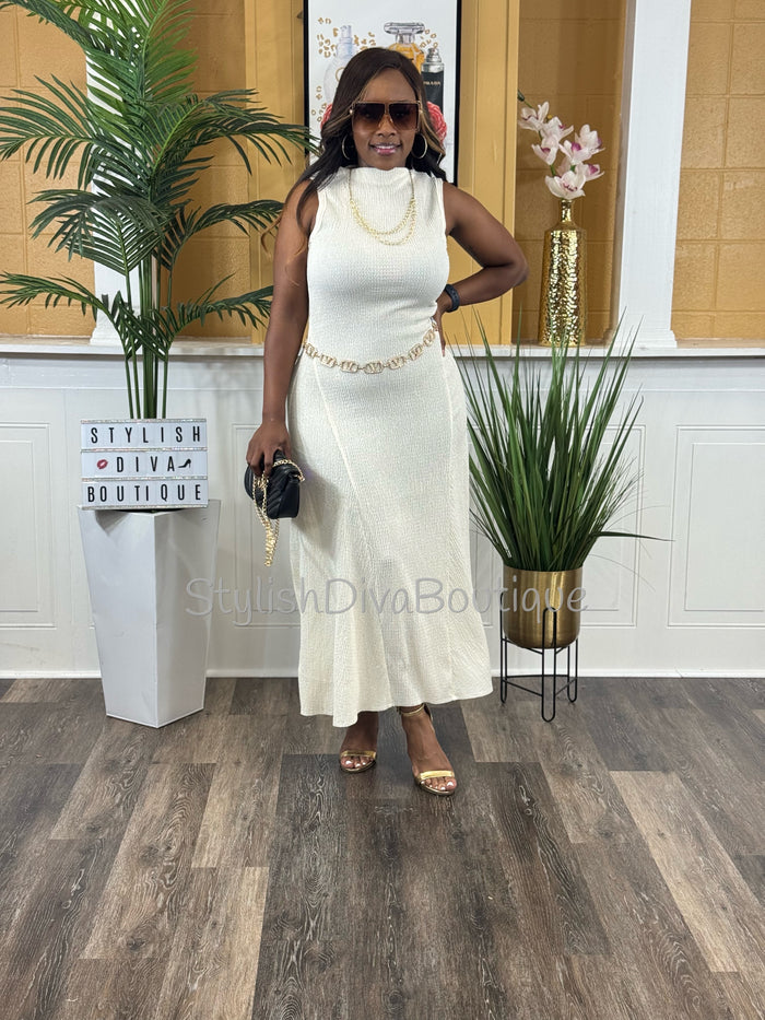 Champagne Hour Sleeveless Maxi Dress (Ivory)