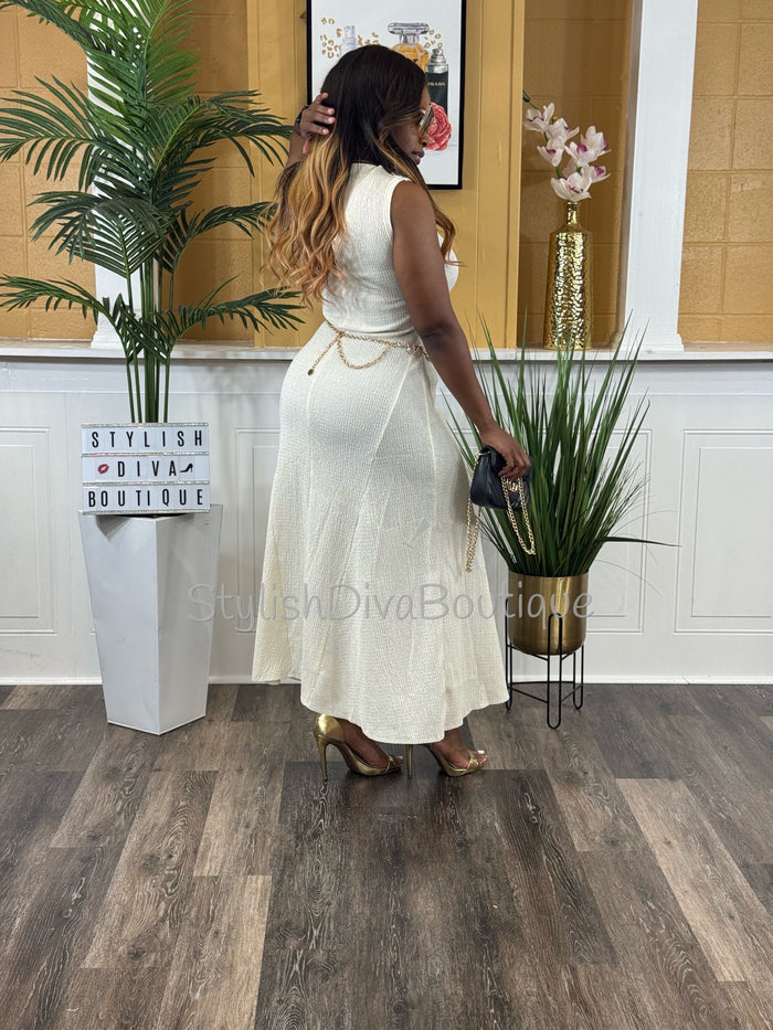 Champagne Hour Sleeveless Maxi Dress (Ivory)