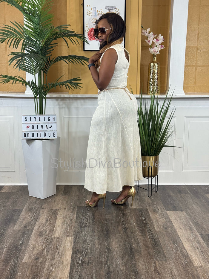 Champagne Hour Sleeveless Maxi Dress (Ivory)