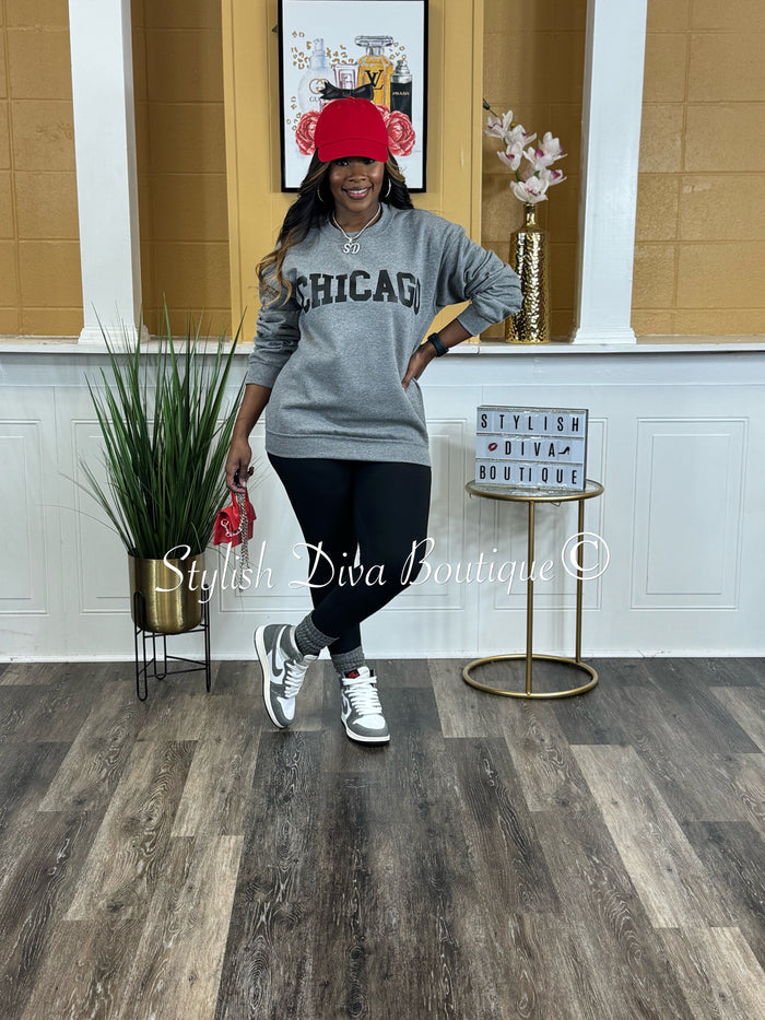 Chicago Sweatshirt Only up to 3XL (Black Print)