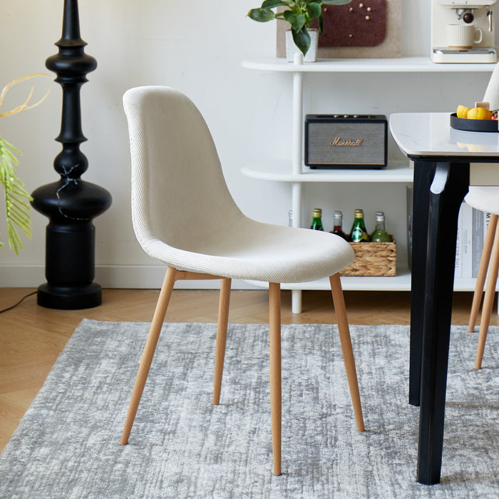 COPENHAGEN - Chaise de salle à manger scandinave en velours côtelé beige