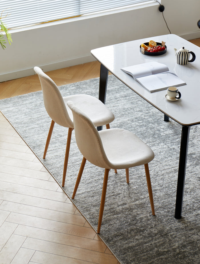 COPENHAGEN - Chaise de salle à manger scandinave en velours côtelé beige