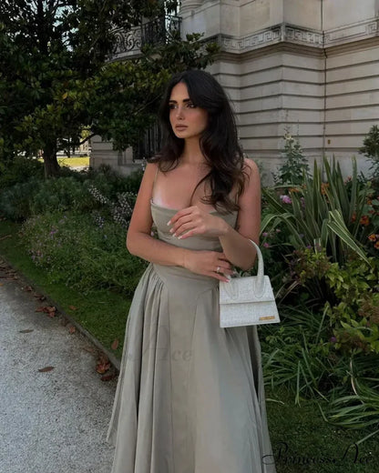 Pleated Corset Slip Midi Dress