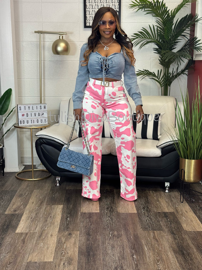 Courtney Puff Sleeve Denim Crop Top (Light Denim)