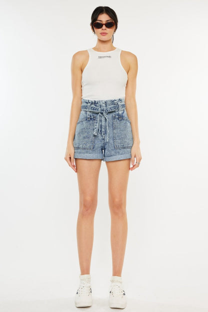Hazel Blues® |  Kancan Ultra High Rise Paperbag Denim Shorts