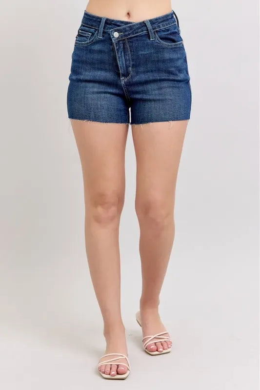 Hazel Blues® |  Judy Blue High Waist Criss-Cross Waistband Denim Shorts