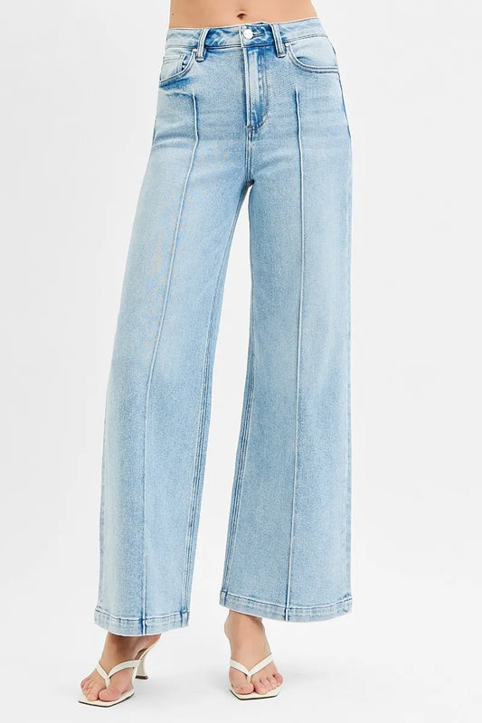 Hazel Blues® | RISEN High Waist Wide Leg Pintuck Detailed