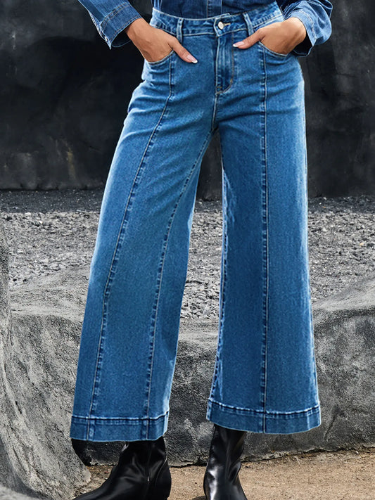 Hazel Blues® |  Seam Detail Flared Bottom Ankle Length Jeans