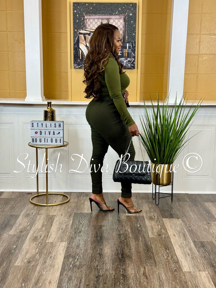 Dana Houndstooth Pants Only (Olive/Black)