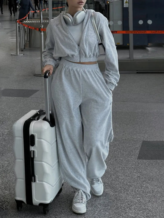 Hazel Blues® |  Zip Up Hoodie and Pocketed Pants Set