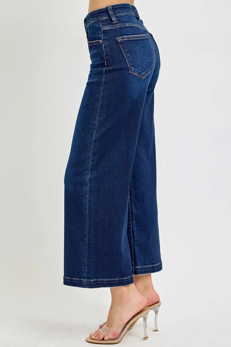 Hazel Blues® |  RISEN High Rise Crop Wide Jeans