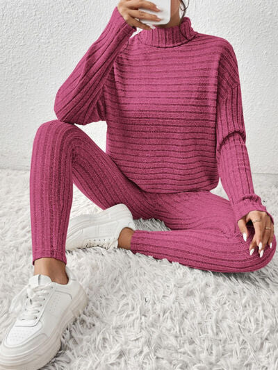 Hazel Blues® |  Ribbed Turtleneck Top and Pants Set