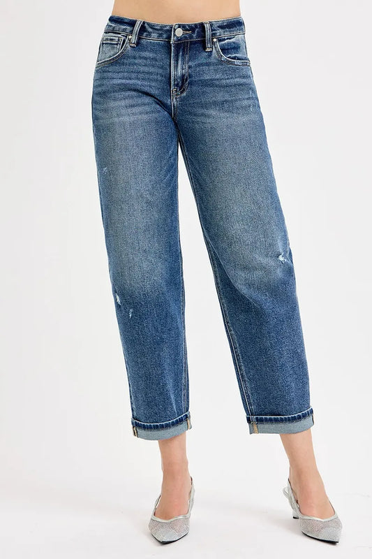 Hazel Blues® | RISEN Low Rise Crop Boyfriend Jeans