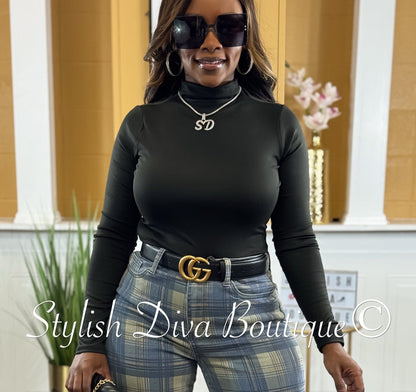 Dena Mock Neck L/S Bodysuit (Black)