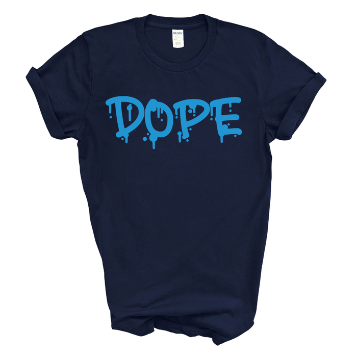 DOPE Graphic Tee (Black Shirt/Columbia Blue Print)