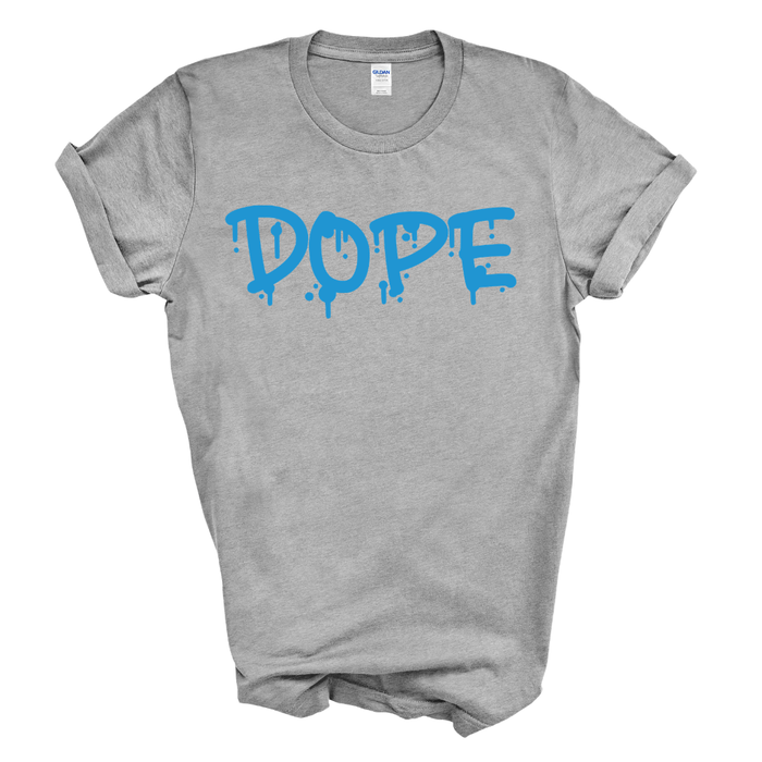 DOPE Graphic Tee (Black Shirt/Columbia Blue Print)