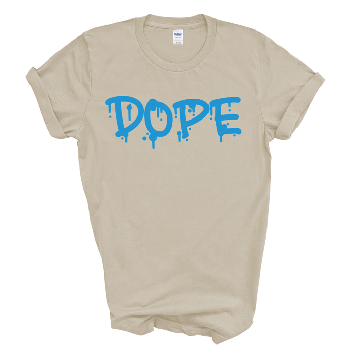 DOPE Graphic Tee (Black Shirt/Columbia Blue Print)